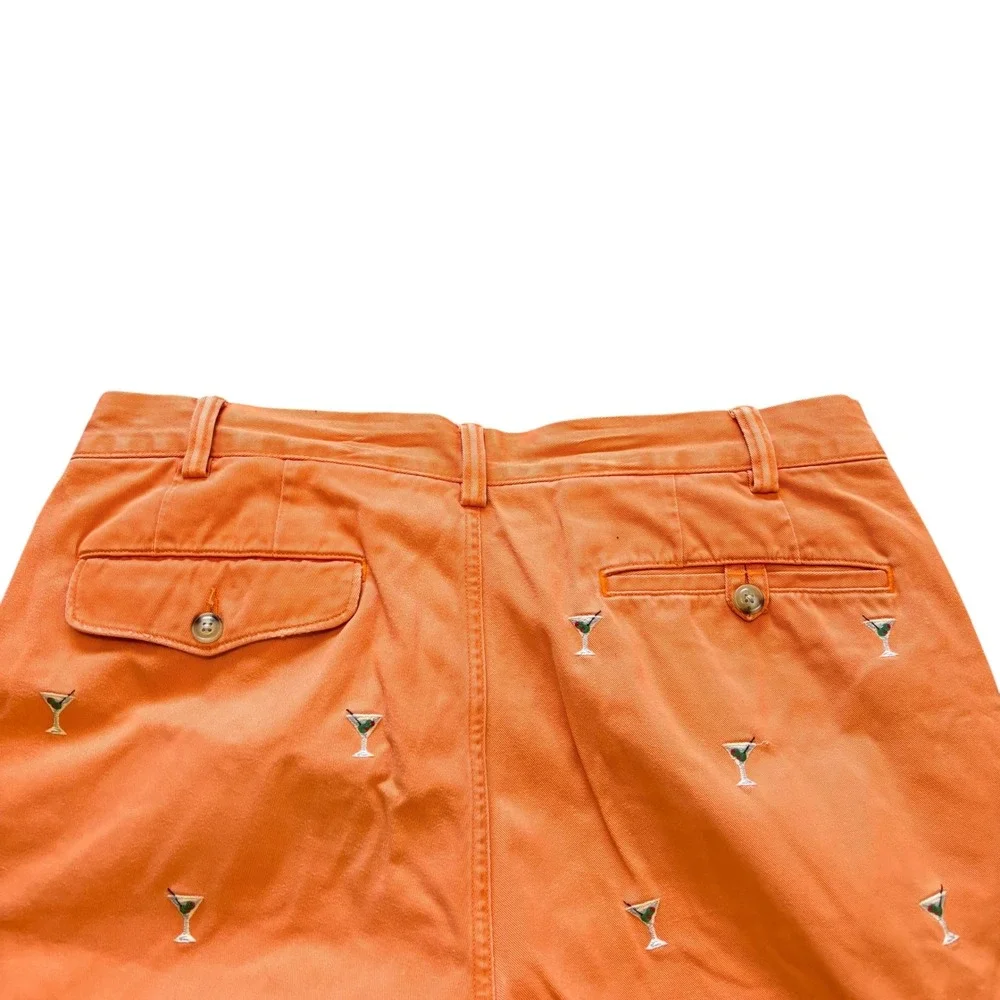 Polo Ralph Lauren Mens Orange Martini Glass Embroidered Classic Fit Shorts 34x9 - Picture 9 of 12